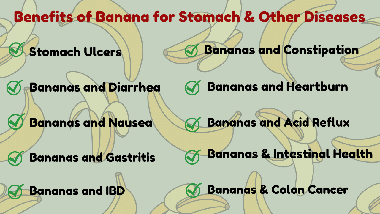 Image showing health benefits of banana for stomach and other diseases related to stomach