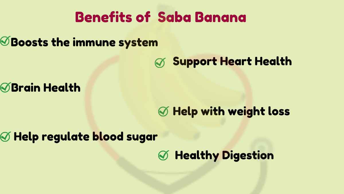 Image showing the health benefits of Saba Bananas