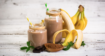 Image showing the Serving of chocolate banana smoothie